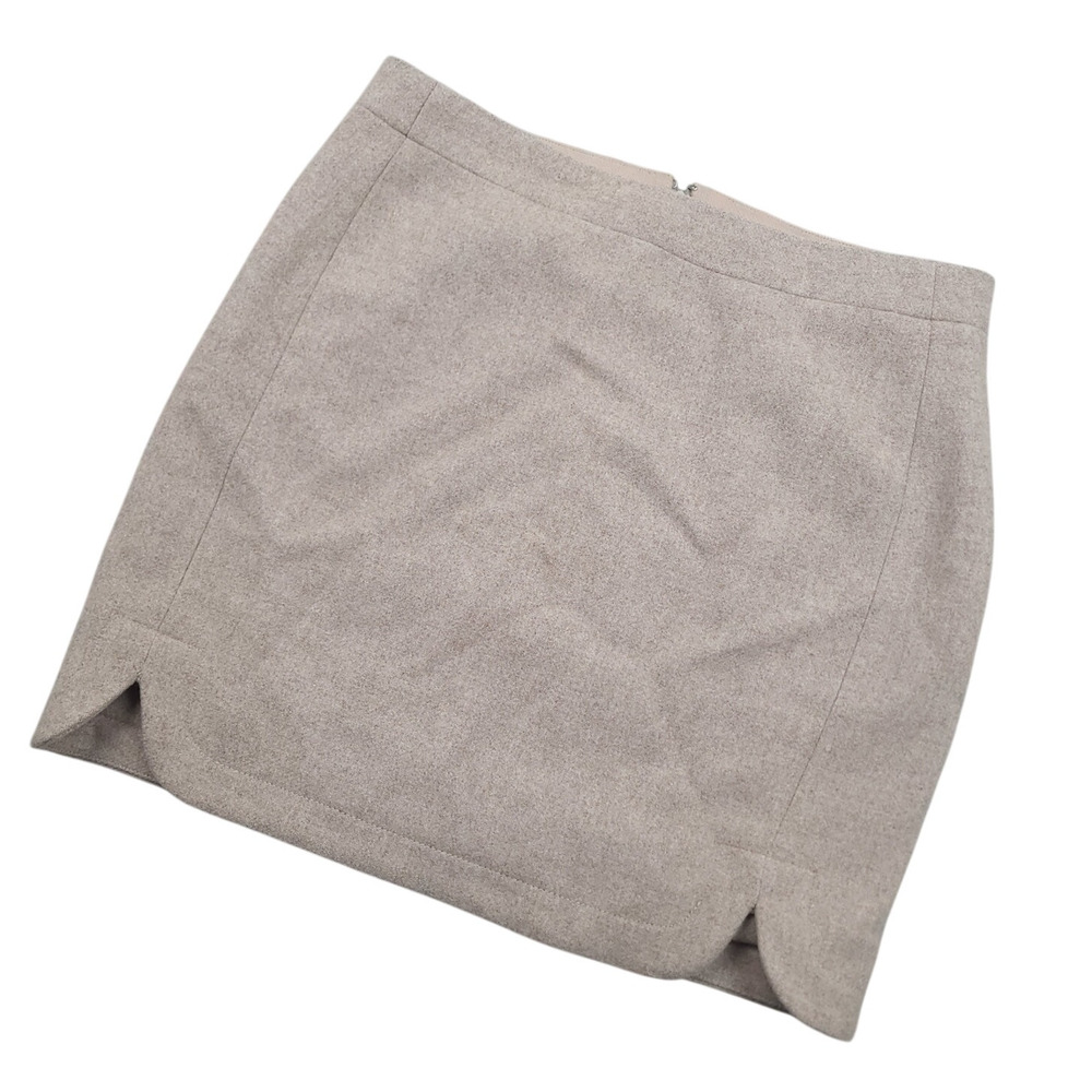 J Crew Womens Wool Blend Shirttail Mini Skirt Sz 0 Stone Beige Academia Preppy